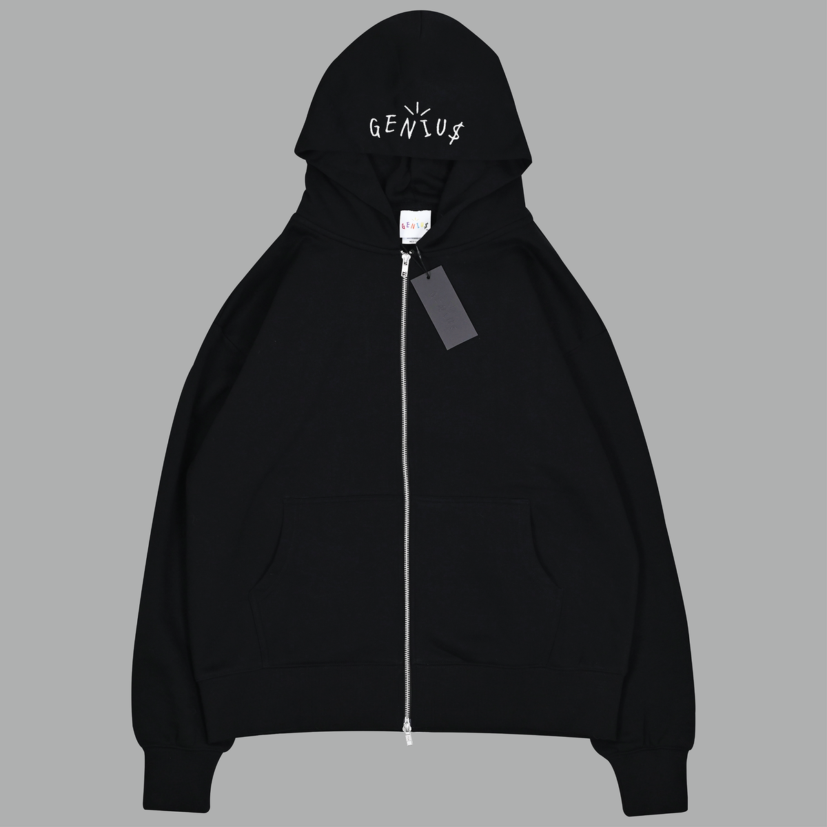 CHROME LOGO ZIP HOODIE (BLACK) – GENIU$ PIECE$