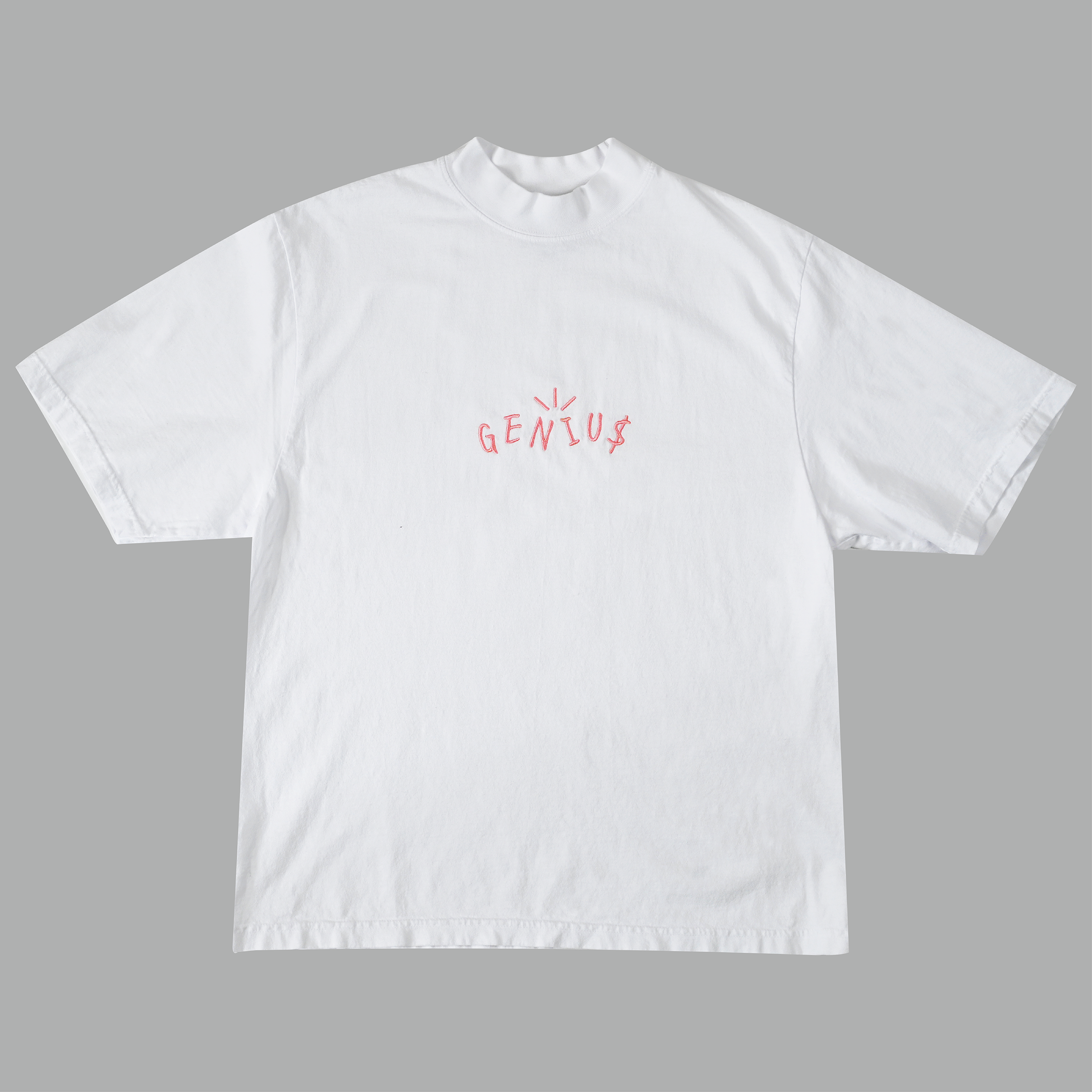 MOCK NECK OG LOGO TEE (WHITE) – GENIU$ PIECE$