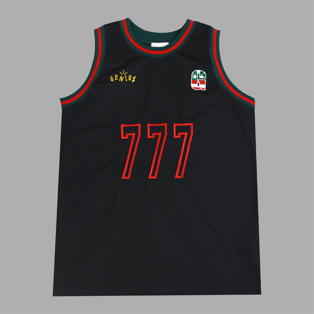 "LUCKY7" BASKETBALL JERSEY (BLACK/RED/GREEN)